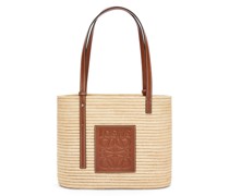 Luxury Small Square Basket bag in raffia and calfskin