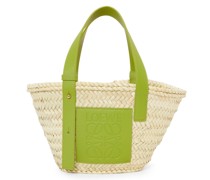 Luxury Small Basket bag in palm leaf and calfskin
