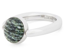 Luxury Anagram Pebble ring in sterling silver and green jasper