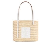 Luxury Small Square Basket bag in raffia and calfskin