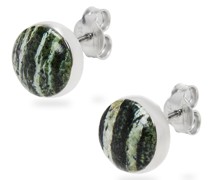 Luxury Anagram Pebble stud earrings in sterling silver and zebra jasper