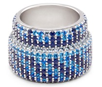 Luxury Large Pavé ring in sterling silver and crystals