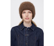 Alpaca knit beanie saddle brown