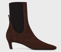 The Mid Heel Suede Boot chocolate brown