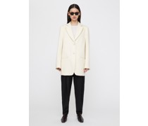 Longline melton wool blazer macadamia