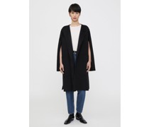 Doublé wool cape coat black