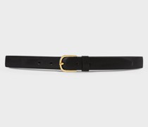Slim trouser leather belt black