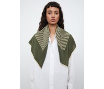 Centered monogram silk scarf forest