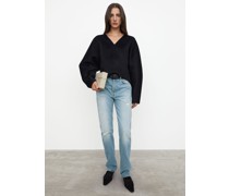 Double wool cashmere pullover black