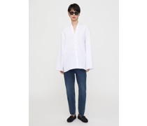 V-neck poplin blouse white