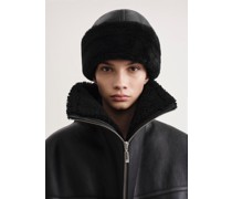 Shearling winter hat black