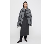 Monogram jacquard wool scarf dark grey mélange