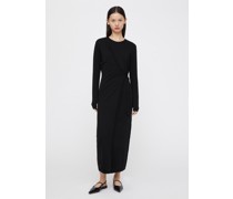 Knitted merino wrap dress black