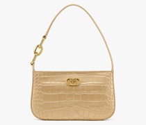 Mode Travia Schultertasche aus goldenem Leder mit Kroko-Prägung