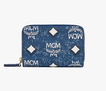 Portemonnaie mit Rundum-Reissverschluss in Vintage Denim Jacquard