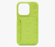 Hülle für iPhone 14 Pro aus Leder mit geprägtem Monogramm
