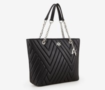 Shopper mit doppelten Henkeln aus Kette und Stoff