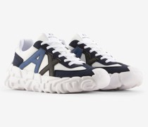 Sneakers aus technischem Stoff, Wildleder und Mesh