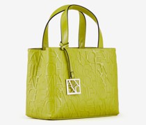 Shopper mit allover geprägtem Logo-Schriftzug