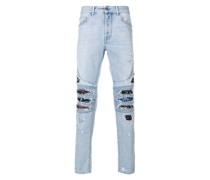 County Of Milan Snakes Patches Biker Jeans