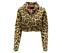 Leopard Calf Hair Cropped Jacket