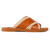 Woody Leather Slides