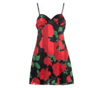 Flower Print Silk Mini Dress