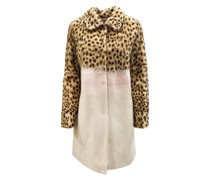 Leopard Sleeve Shearling Coat