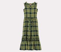 Kariertes Leinenkleid Grün für Damen