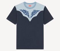 Lockeres T-shirt Western Flower" Dunkelblau für Damen