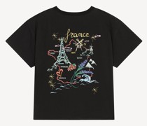 Lockeres T-shirt Zum Wenden France Japan" Schwarz für Damen