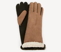 Zweifarbige Handschuhe Aus Lammfell Dark Camel für Herren