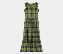 Kariertes Leinenkleid Grün für Damen