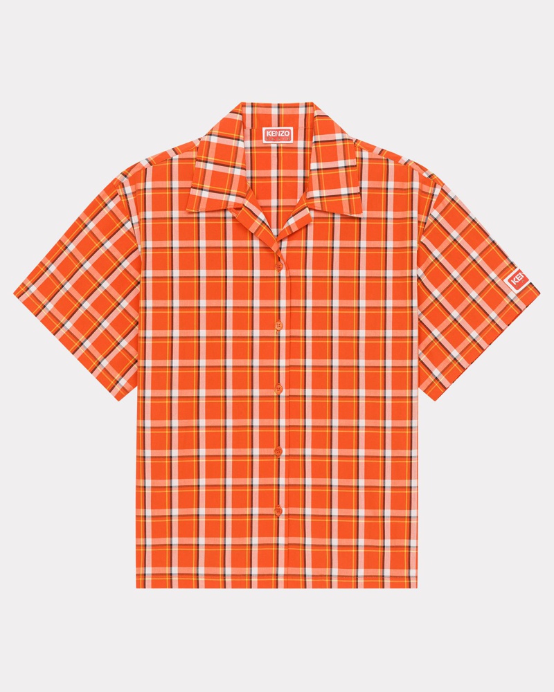 Kenzo Damen Kariertes Boxy Fit Hemd Rot für Damen