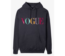 VOGUE Hoodie washed Black mit bunter Logo-Stickerei