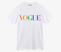 Weißes VOGUE T-Shirt mit buntem Logo-Print, XL /