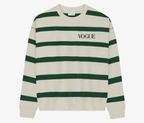 VOGUE Sweatshirt gestreift Dunkelgrün mit Logo-Stickerei