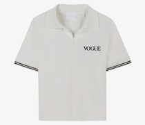 VOGUE Polo-Shirt Ivory mit schwarzer Logo-Stickerei