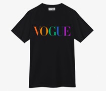 Schwarzes VOGUE T-Shirt mit buntem Logo-Print, M /