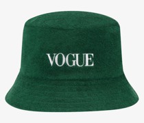 VOGUE Bucket Hat Dunkelgrün mit Logo-Stickerei
