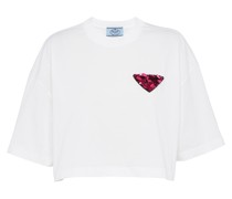 Prada Kurzes T-shirt aus Jersey Mit Pailletten, Damen