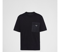 Prada T-shirt aus Re-nylon Und Jersey, Herren, Schwarz, Größe L