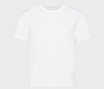 Prada T-shirt aus Stretch-baumwolle, Herren, Weiss, Größe L