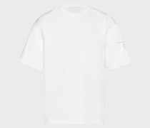 Prada T-shirt Baumwoll-stretch Details aus Nylon, Herren, Weiss/weiss, Größe XXL