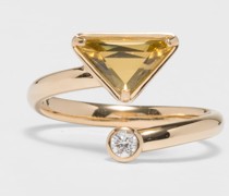 Eternal Gold Contrarié-Ring aus Gelbgold mit Diamant und grünem Quarz