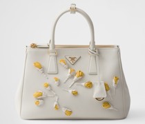 Große Prada Galleria Tasche aus Leder mit Blumenapplikationen
