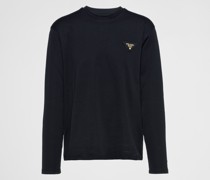 Prada Langärmliges T-shirt aus Baumwolle, Herren, Schwarz, Größe S