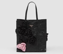 Prada Mittelgroße Tote Bag aus Nappa-leder Mit Blumen
