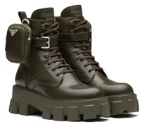 Prada Monolith Combat Boots aus Leder Und Nylon, Damen