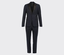 Prada Einreihiger Zweiknopf-smoking Kid Mohair, Herren, Blau/schwarz, Größe 46R